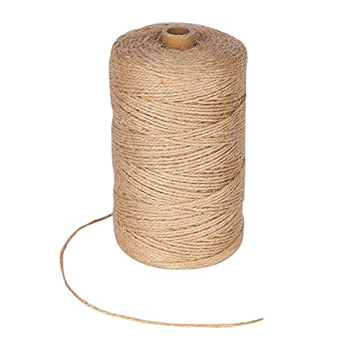 EMEKIAN 100M Natural Jute Twine, Jute String Rope 3 ply 2mm Thickness, Garden Twine String for Weddings, Floristry, Gifts, DIY Arts&Crafts, Decor