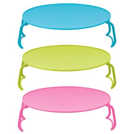 3 Pack Microwave Folding Tray, Round Microwave Plate Stacker, Steaming Rack for Heating Food, Multipurpose Microwave Rack for Bacon Frozen Snacks