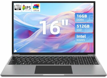 jumper 16 Inch Laptop, 16GB RAM 512GB SSD Laptops, Intel Celeron N5095（up to 2.9ghz）, 1920x1200 FHD Display (16:10), Four Stereo Speakers, 38000m