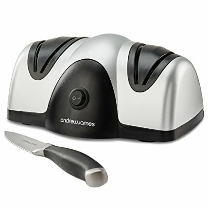 Andrew James Electric Knife Sharpener | Global Sharpner for Metal Kitchen Chefs Cooks Knives with 2 Grinding Wheels | Makes Sharpening Easy Work