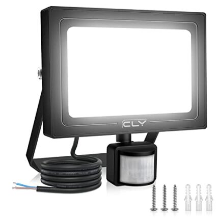 CLY 45W Security Lights with PIR Motion Sensor, PIR Sensor LED Flood Light, 4300LM IP66 Waterproof 6500K Daylight Outdoor Light, LED Spotlight fo