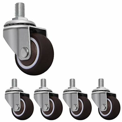 SKOAJAS Plate Casters 5 Thread M10 Furniture castor wheels, 38mm 15'' 50mm 2inch, Silent Swivel Baby cot stem casters, TPR Rubber, 150kg Office c