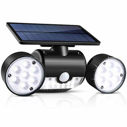 Solar Lights Outdoor, UNIFUN 30 LED Waterproof Solar Powered Wall Lights with Dual Head Spotlights 360-Degree Rotatable Solar Motion Security Nig