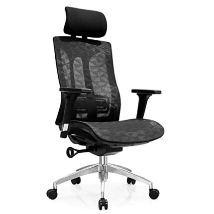 FMXQYH Ergonomic Office Chair High Back Reclining Mesh Chair with Lumbar Support, Home Office Desk Chair Swivel Computer Task Chair with Adjustab