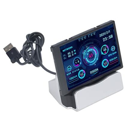 Walfront Mini Monitor Small 360° Rotatable Monitor 3.5in Multi Theme Display Screen 320x480 Computer Accessory(With dedicated base)