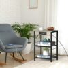 Printer Stand Industrial 3 Tier Printer Table with Storage and Charging Station Printer Stand Holder with Wood Shelves Printer Shelf with USB Por