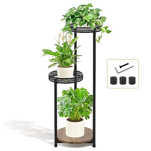 KAZITOO 3 Tier Metal Plant Stand Pot Stand Indoor Outdoor, 76cm Corner Plant Holder Plant Shelf for Flower Pots, Modern Plant Holder Display Rack