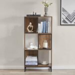 EAST OAK Bookshelf 3-Tier Bookshelves Wood Storage Shelves, Etagere Open Bookcase with Metal Frame, Multifunctional Free Standing Shelf Organizer