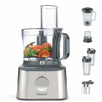 Kenwood Multipro Compact+ FDM312 SS, 5-in-1 Compact Food Processor, Stainless Steel, 2.1 L Capacity, digital weighing scale, Jug Blender, Spicemi
