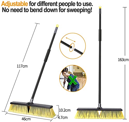 Garden Broom Outdoor Heavy Duty,Telescopic Long Handle with Stiff Bristles Concrete Brooms Floor Brush for Cleaning Scrubbing Driveway Yard Tile