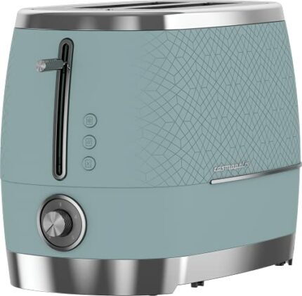 Beko Cosmopolis Toaster TAM8202T, Retro Duck Egg Teal Design , Extra Wide Slot 2-Slice Toaster , Includes Defrost, Reheat & Cancel Functions