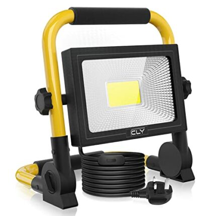 CLV 35W LED Work Light 3000LM, Job Site Lights, Plug in Folding Flood Light, Portable Stand Work Lights Floodlight for Car Repairing Home Worksho