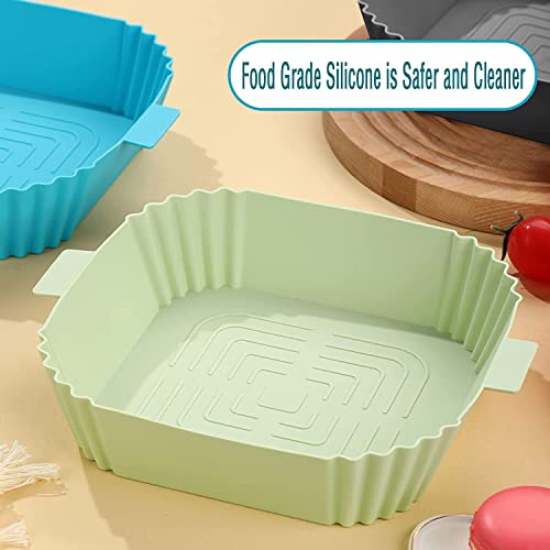 Air Fryer Silicone Pot Square Liners, Reusable Air Fryer Silicone Basket Baking Tray Air Fryer Silicone Grill Pan Baking Microwave Oven Tray High