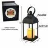 WRalwaysLX Decorative Lanterns with Flameless 9"H Candles with timer Indoor/Outdoor Lantern with hanging use 3AAA battery, Plastic with Bronze Un