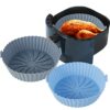 2Pcs Silicone Air Fryer Liners Reusable Air Fryer Silicone Pot Heat Resistant Round Silicone Baking Pan/Basket Air Fryer Accessories Paper Liners