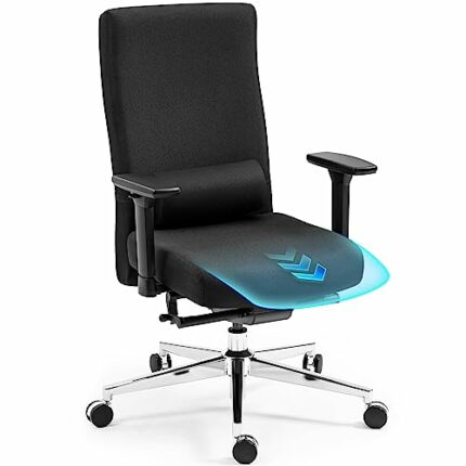 Dowinx Ergonomic Office Chair with Adjustable Seat Depth, Reclining Desk Chair with Lumbar Support, Fabric Computer Chair with 3D Armrest for Adu