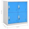 vidaXL 5x Locker Cabinets Home Office School Modern Locker-Style Storage Side Document Cabinet Organiser Cupboard Light Grey and Blue Steel