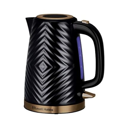 Russell Hobbs 26380 Groove Electric Kettle, Textured Fast Boil Energy Efficient Cordless Kettle with Perfect Pour, 1.7 Litre, 3000 Watts, Black