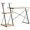 CZDYUF Computer Desk with Shelf, Chipboard & Steel Writing Table, Office Furniture Black and Oak 116x50x93 cm