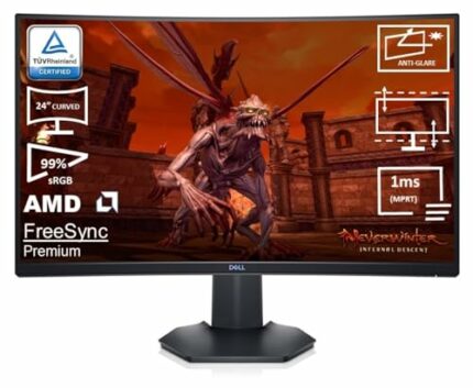 Dell S2422HG 23.6 Inch Full HD (1920x1080) 1500R Curved Gaming Monitor, 165Hz, VA, 1ms MPRT, AMD FreeSync Premium, 99% sRGB, DisplayPort, 2x HDMI