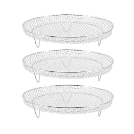 Air Fryer Rack,Stainless Steel Air Fryer Dehydrator Racks Stackable Food Grade Fruit Meat Dehydration Air Fryer Rack Air Fryer Accessories 3Pcs
