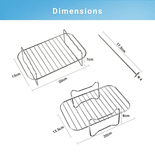 Covlongyu 2Pcs Air Fryer Rack Compatible with fit Most 3.7Qt-4.2Qt /AF300UK/AF400UK Air Fryer,Layered Dehydrator Racks Skewer Rack 304 Stainless