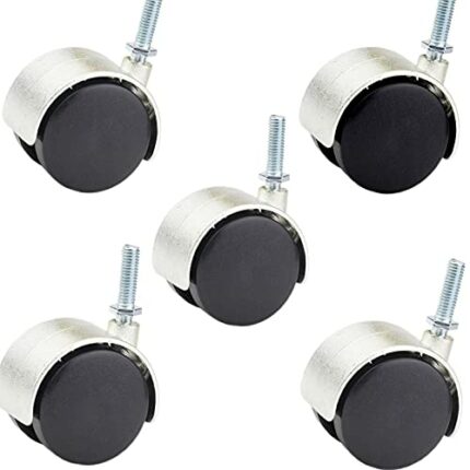 SKOAJAS Plate Casters Office Chair Wheels 10mm - Pack of 5 Furniture Castors 50mm Diameter Replacement Wheel Casters for Desks,Wooden, Laminate,