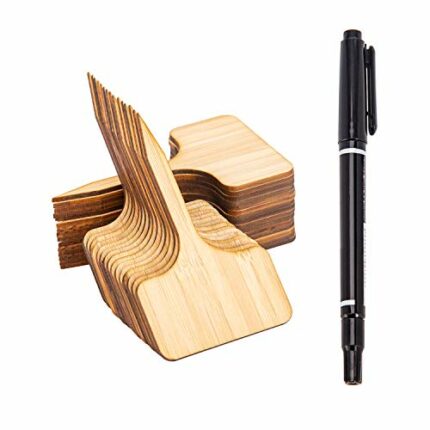 AIEX 30 Pcs Bamboo Plant Label Plant Tag Wood T-Type Markers for Garden Potted Plants (3.9x2.4inch/10x6cm)