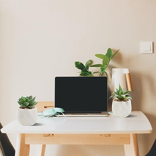 Duscdesp Set of 4 Mini Faux Succulents Plant with Pots,Small Succulent Fake Plants in Ceramic Pots, Artificial Plastic Plants Indoor for Office K