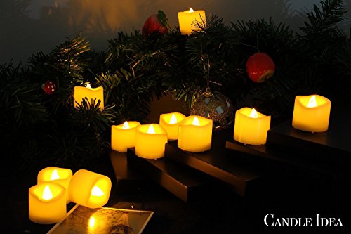 LED Flameless Flickering Votive Tea Lights Candle Battery Operated Set of 24 / Electric Flicker Tealights Bulk Candles for Wedding, Party, Festiv
