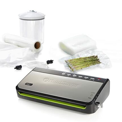 Foodsaver Food Vacuum Sealer Machine with Integrated Roll Storage | Bag Cutter and Delicate Food Mode | Includes Assorted Vacuum Sealer Bags | FF