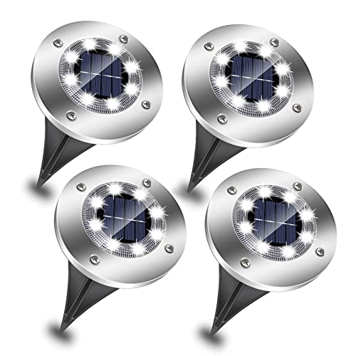 EXTRASTAR Solar Lights for Outdoor Garden, 8 LEDs Solar Ground Lights, IP65 Waterproof Solar Powered Pathway Lights, Outdoor Landscape Lamp for G