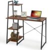 WALNUT Computer Desk With Bookshelf Study Desk Workstation With Bookcase Office Furniture (Color : A, Size : 38.5"X19.5"X46.5")