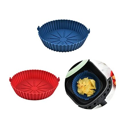 2Pcs Silicone Air Fryer Liner 8.5'' Reusable Air Fryer Silicone Basket, Heat Resistant Easy Cleaning Air fryers Silicone Pot Round for 3 to 5 Qt