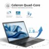 SGIN 15.6 Inch Laptop 8GB RAM 256GB SSD Celeron Quad-Core Up to 2.8GHz, PC Notebook with Dual Band WiFi, 2xUSB 3.0, Keyboard Film in Eight Langua