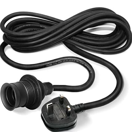 FIRMERST Outdoor Pendant Light Fitting with Plug, E27 Lamp Holder 5m Rubber Cable IP44