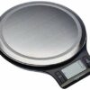 Amazon Basics Digital kitchen scales with LCD display (with batteries), Black and Stainless Steel, BPA free, Weighs up to 11 pounds