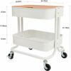 aasdf 2 Tier Rolling Cart Metal Utility Cart Easy Assemble Utility Serving Cart Sturdy Storage for Classroom Office Home Bedroom Bathroom,A2
