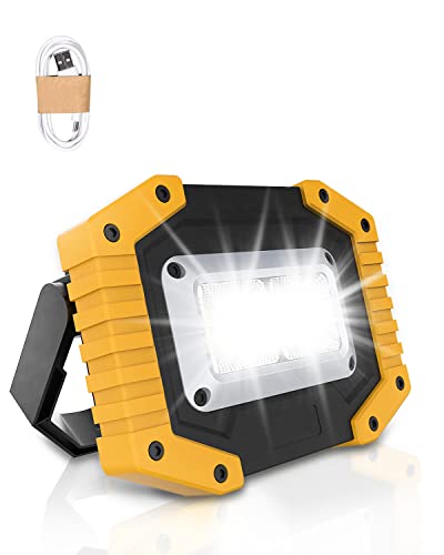 Trongle LED Rechargeable Work Lights, 45W Floodlight Battery Security Light with 3 Modes Outdoor COB Floodlight Camping Lights with USB Waterproo