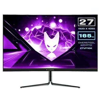 Oversteel - KRYPTO Gaming Monitor LED 27'' FullHD (1920x1080), VA Panel, 16:9, Curved R1500, 1ms, 165 Hz, 2x HDMI, Display Port, UK Plug, Black