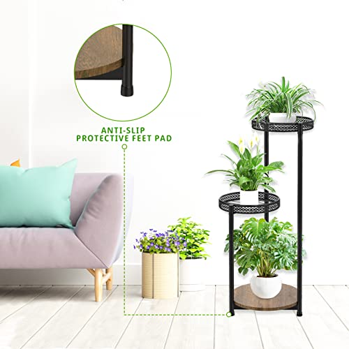 KAZITOO 3 Tier Metal Plant Stand Pot Stand Indoor Outdoor, 76cm Corner Plant Holder Plant Shelf for Flower Pots, Modern Plant Holder Display Rack
