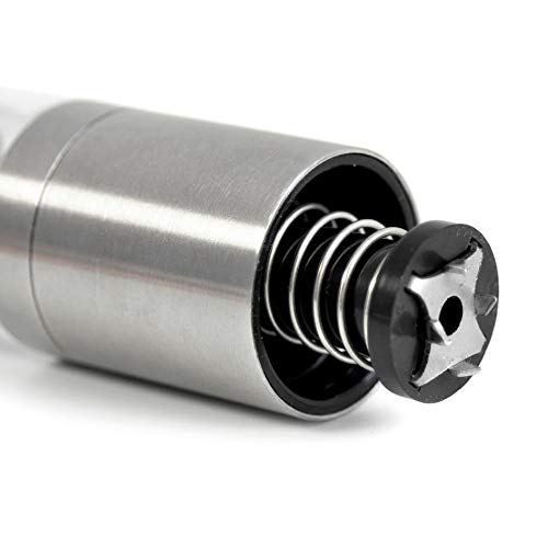 AdHoc PM87 MUSKATINO Nutmeg Grinder | Stainless Steel/Acrylic | Aroma Cap, Compact | (H) 125mm x (D) 38mm | Clear/Silver