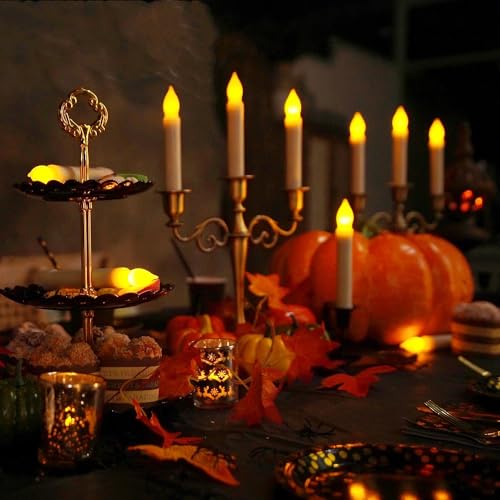 Raycare 12PCS LED Taper Candle Lights, Harry Potter Floating Candles, Flameless Battery Operated Window Candles for Christmas Wedding Birthday Pa