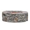 Teamson Home Outdoor Garden Round Propane Gas Fire Pit Table Burner, Smokeless Firepit, Patio Furniture Heater, Stone Effect with Lava Rocks & Co