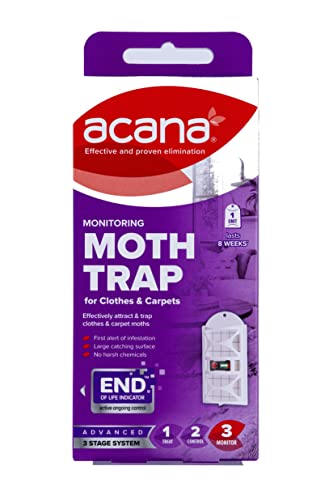 Acana Monitoring Moth Trap - Ideal for Protecting Clothes, Carpets & Soft Furnishings - Home & Surfaces - Traps Moths, Pheromone Technology - Har