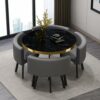 Reception Negotiation Table Dining Table and Chair Set of 4,Simple Reception Round Meetings Office Table Set 90cm, Conference Table Bar Balcony B
