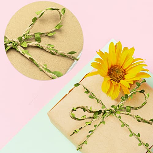 Green Leaves Jute, Leaf Ribbon, Natural Jute Twine String 32 Feet10m Wedding Party Favor Home Garden Decoration Jute Twine Leaf Rope