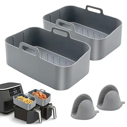 4PCS Dual Air Fryer Accessories, Ninja Foodie Accessories,Silicone Tray Liners, Compatible with Ninja AF300UK /AF400UK /Tower/Salter/Instant Pot/