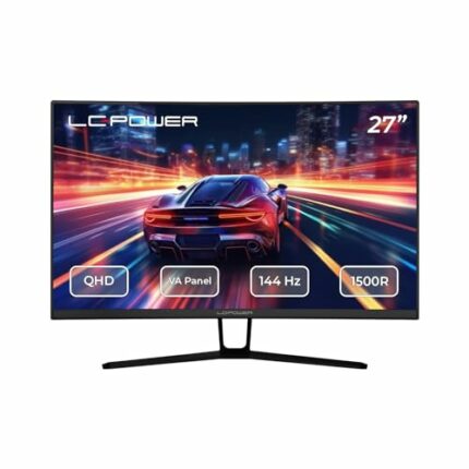 LC-Power 27" Gaming Monitor 27 Inch Curved Monitor (QHD, 144Hz, 2560x1440, 3 HDMI, DisplayPort, Free-Sync, 1500R) LC-M27-QHD-144-C