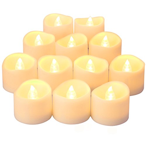 Oria LED Candles Tea Lights, Flickering Flameless Candles, Realistic Battery Operated Fake Candle with Warm White Bulb light for Christmas Decora
